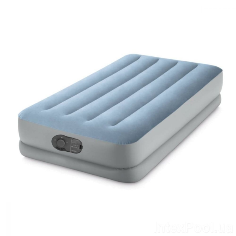 Одномісне надувне ліжко 191 x 99 x 36см, матрац із вбудованим usb-електронасосом  Intex 64157 Blue