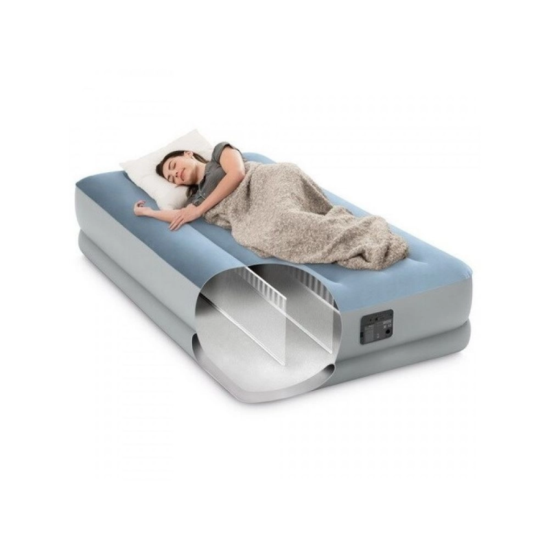 Одномісне надувне ліжко 191 x 99 x 36см, матрац із вбудованим usb-електронасосом  Intex 64157 Blue