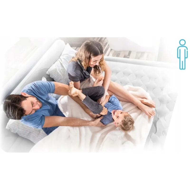 Одномісне надувне ліжко 191 x 99 x 36см, матрац із вбудованим usb-електронасосом  Intex 64157 Blue