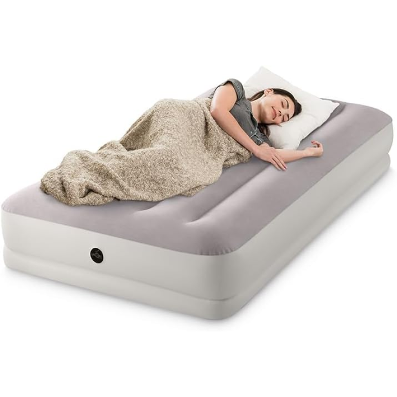 Одномісне надувне ліжко 191 x 99 x 30 см, матрац із зовнішним електронасосом  Intex 64177 Gray