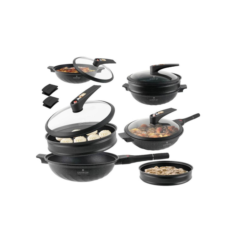 Сковорода 3в1 Вок-Сотейник-Пароварка 32 с.м 4л. гранітне покриття EDENBERG EB-12112 Black