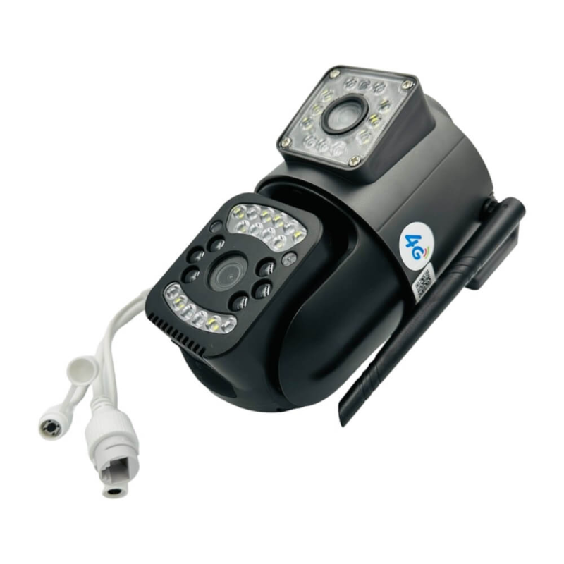 Вулична поворотна IP камера 4G/Wi-Fi з двома лінзами 4 Мп з цифровим зумом і мікрофоном SC03 V380pro Black