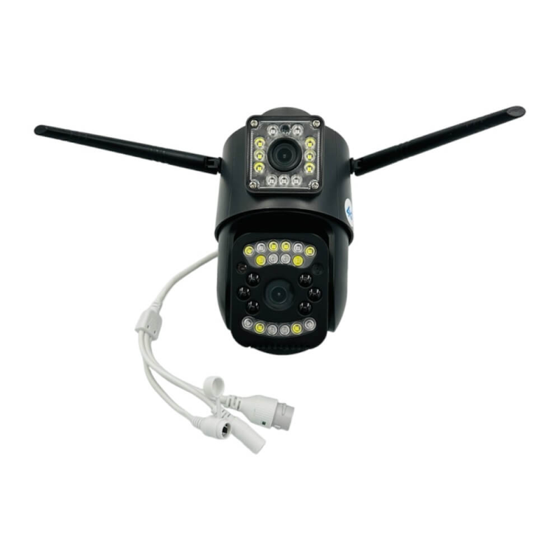 Вулична поворотна IP камера 4G/Wi-Fi з двома лінзами 4 Мп з цифровим зумом і мікрофоном SC03 V380pro Black