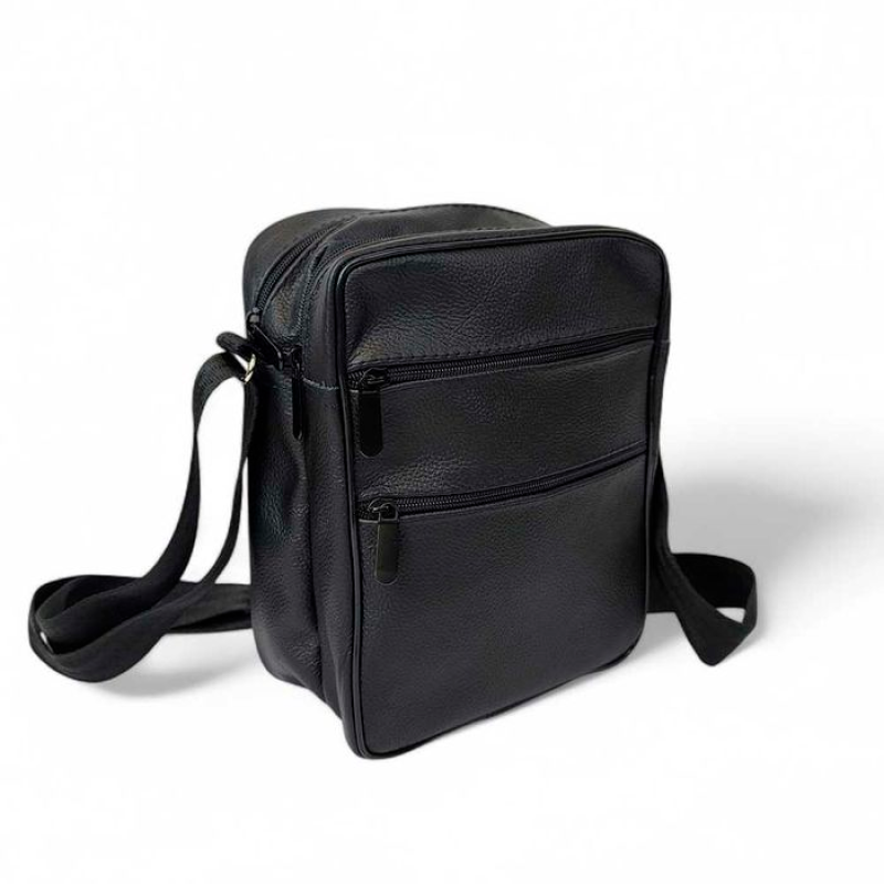 Чоловіча стильна сумка-месенджер із натуральної шкіри через плече Black