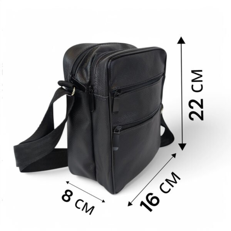 Чоловіча стильна сумка-месенджер із натуральної шкіри через плече Black