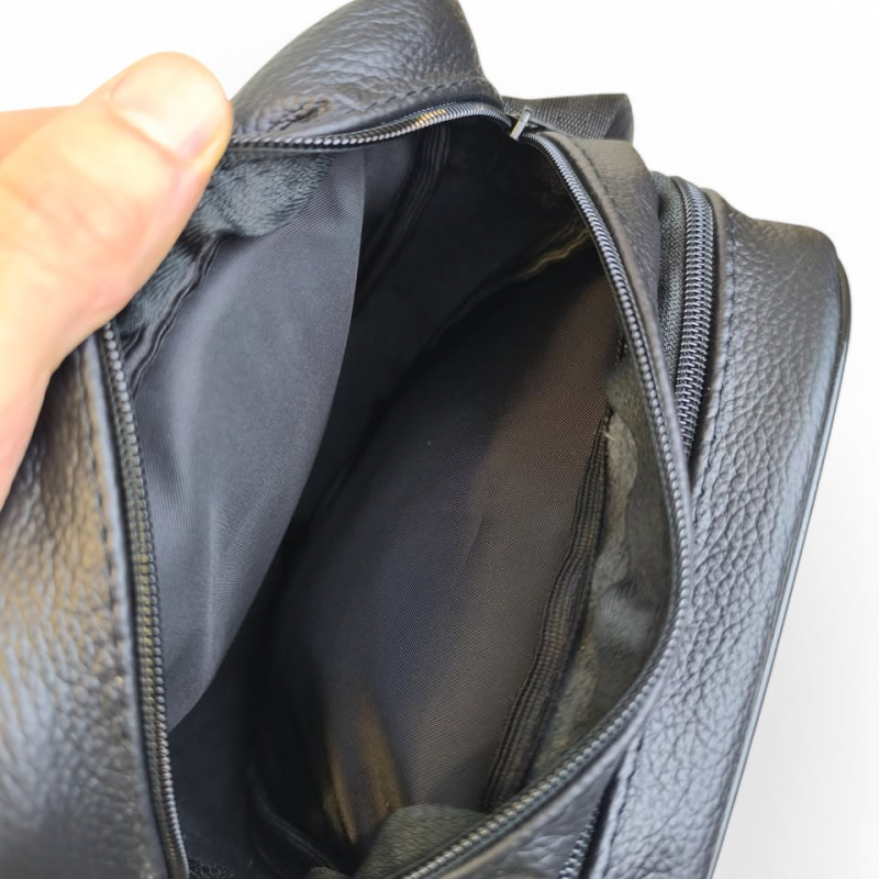 Чоловіча стильна сумка-месенджер із натуральної шкіри через плече Black