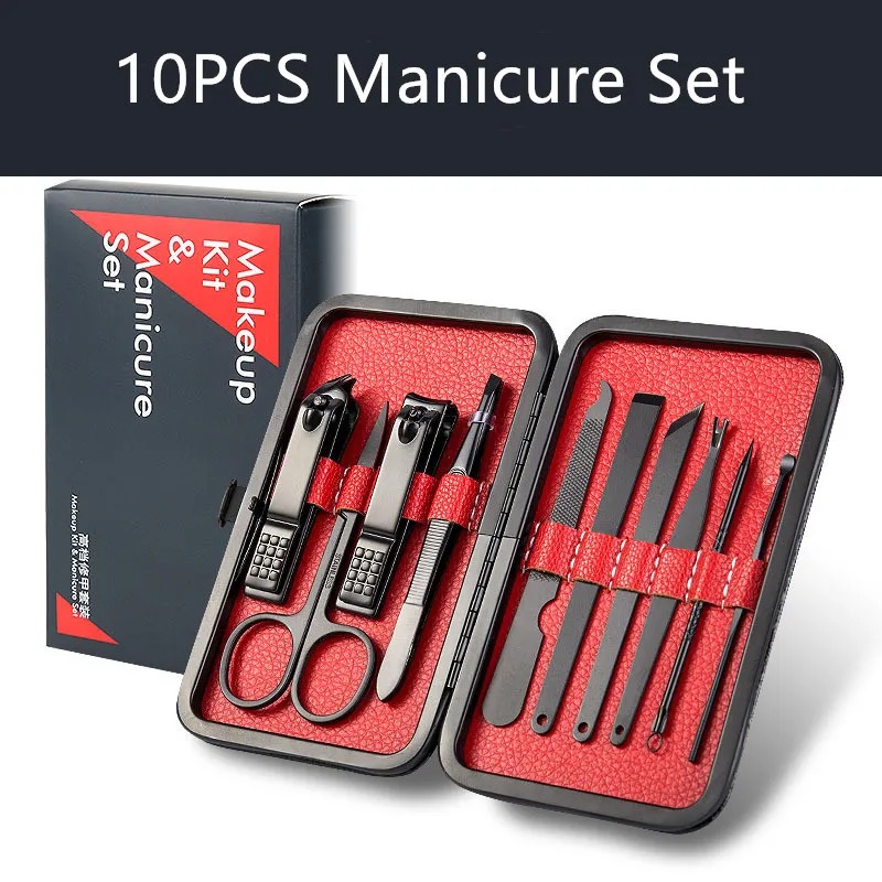 Професійний манікюрний педикюрний набір з нержавіючої сталі у футлярі (10 предметів)