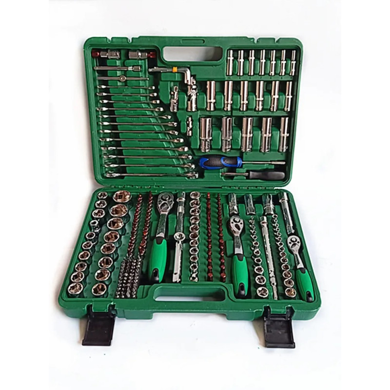 Набір інструментів з 216 предметів хромованадієва сталь для ремонту та обслуговування в пластиковому кейсі 11кг Green