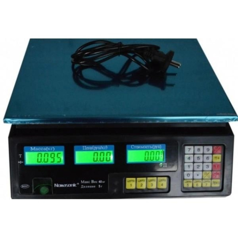 Електронні торгові ваги з дисплеєм та пам'яттю на 4 ціни акумуляторні до 50кг Nokasonik Black