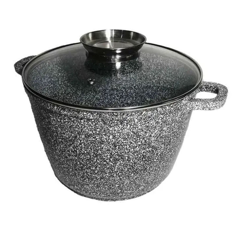 Каструля-казан 10 літрів з гранітним покриттям та скляною кришкою Unique (UN-5220) Grey