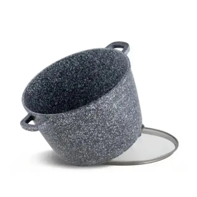 Каструля-казан кругла з гранітним покриттям зі скляною кришкою 6.2л Unique (UN-5219) Grey Каструля-казан кругла з гранітним покриттям зі скляною кришкою 6.2л Unique (UN-5219) Grey