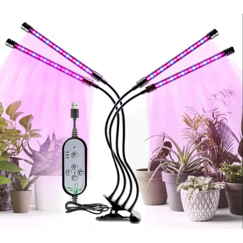 Лампа для вирощування рослин, світлодіодна фітолампа з таймером і 5 рівнями яскравості 40 Вт j22wl-04 Black