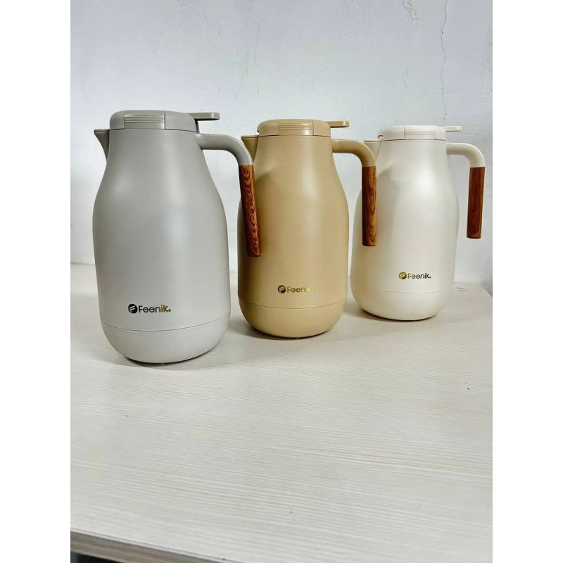 Термос глечик Feenik на 2 л термочайник із харчового пластику скляна колба KD-200G Gray Термос глечик Feenik на 2 л термочайник із харчового пластику скляна колба KD-200G Gray