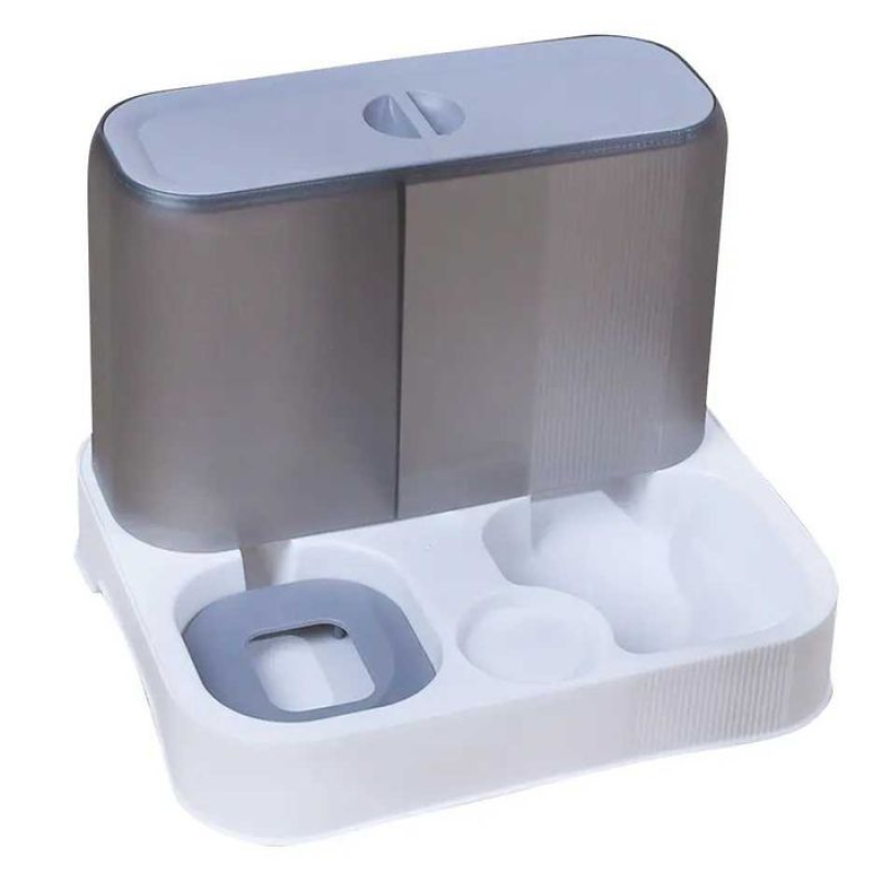 Миска для котів собак з автоматичною поїлкою 1 л і кормом 2,8 л Taotaopets 193306 Gray + White