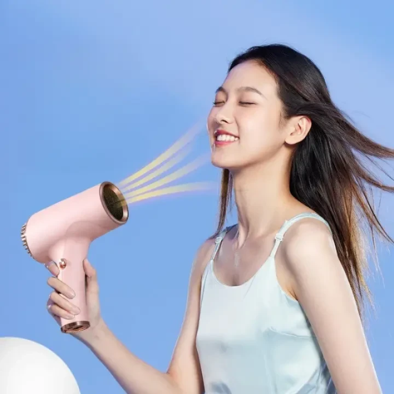 Стильний компактний акумуляторний фен 500 Вт, USB для сушіння й укладання волосся, портативний, бездротовий WHD-01 Pink