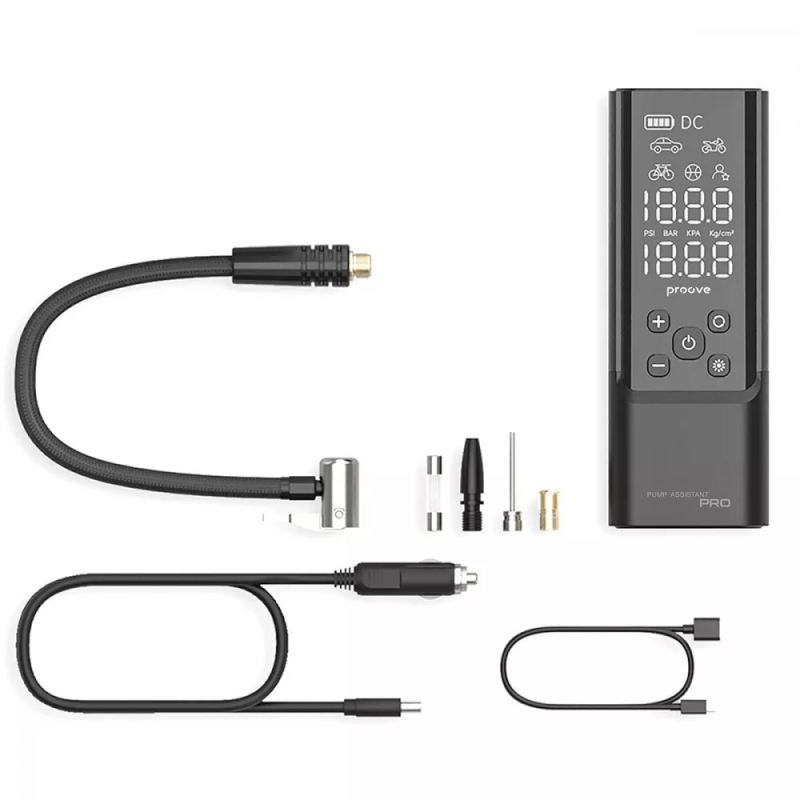 Портативний акумуляторний компресор насос для автомобіля 120W з LED-ліхтарем Proove Pump Assistant Lite Silver