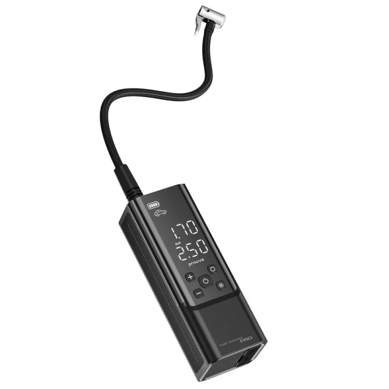 Портативний акумуляторний компресор насос для автомобіля 120W з LED-ліхтарем Proove Pump Assistant Lite Silver