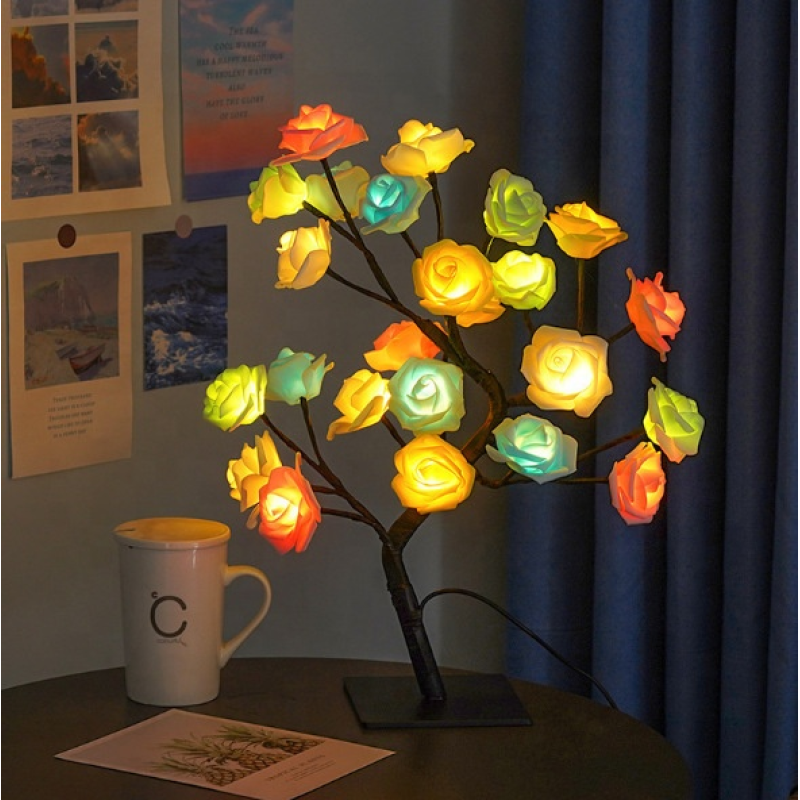 Світлодіодна настільна LED лампа "Дерево кольорова троянда" з теплим світлом від 220V TR-8777 White Світлодіодна настільна LED лампа "Дерево кольорова троянда" з теплим світлом від 220V TR-8777 White