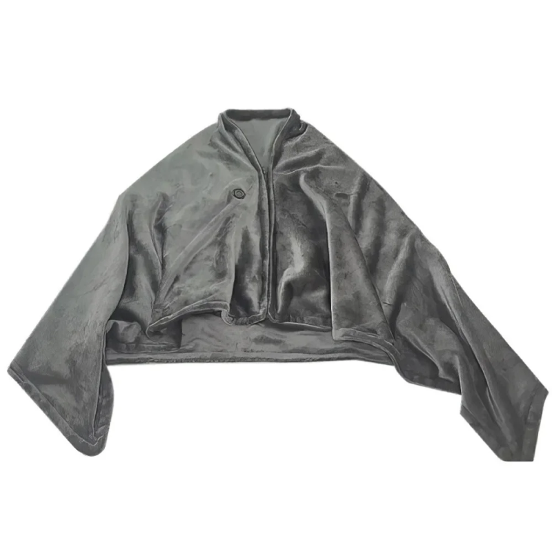 Плед - пончо з підігрівом 3 режими Easy Heat електроковдра 150х85см з USB і застібкою E-Fisc Grey (ES-1099)