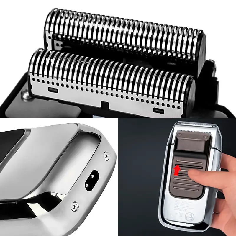 Електробритва сіткова з 2 головками та дисплеєм акумуляторна Kemei KM-2028 Silver