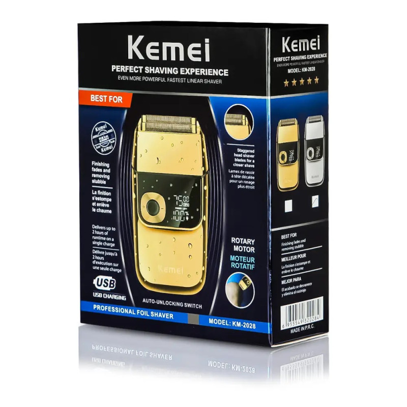 Електробритва сіткова з 2 головками та дисплеєм акумуляторна Kemei KM-2028 Silver
