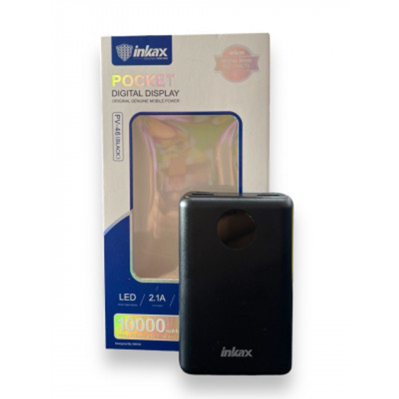Зовнішній акумулятор Power Bank на 10000mAh 2,1A з циферблатом 2 USB INKAX PV-46 Black