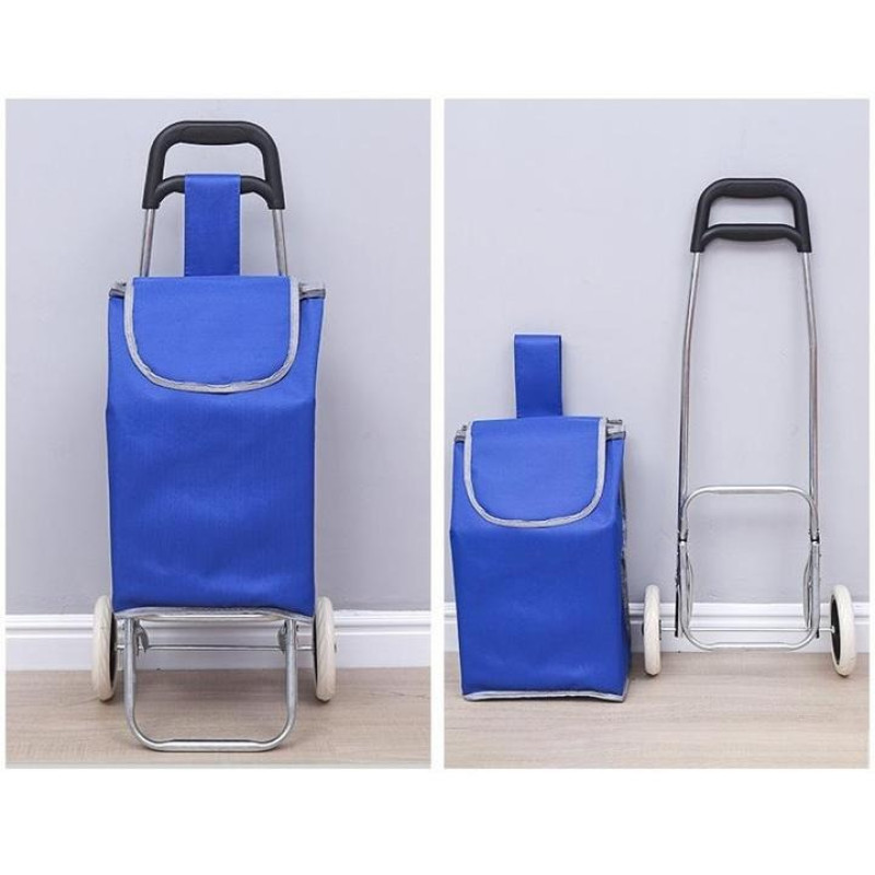 Складная сумка тележка на колесах  хозяйстенная 50х30х18см для покупок SKK-02 Blue