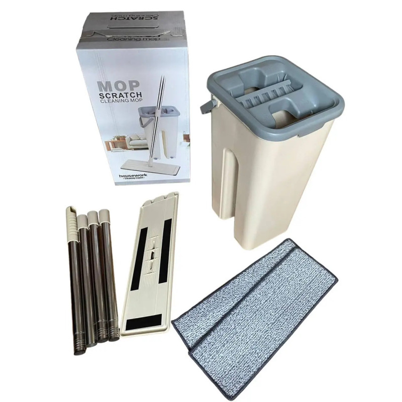 Комплект для прибирання в будинку швабра з автоматичним віджиманням і складною ручкою з відром на 11 л White Комплект для прибирання в будинку швабра з автоматичним віджиманням і складною ручкою з відром на 11 л White