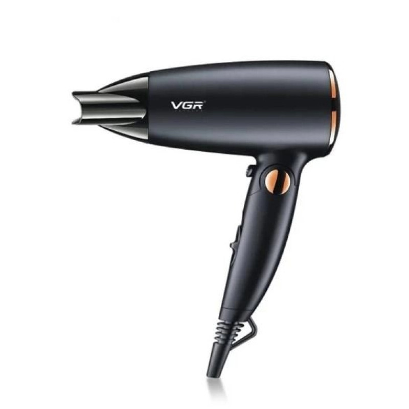 Фен для волосся складний дорожній 3 швидкості з насадкою концентратор VGR V-439 1200/1600Вт Black