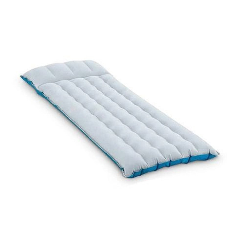 Надувний матрац одномісний для кемпінгу ПВХ до 136кг Intex 67997 184x67x17см Grey/Blue