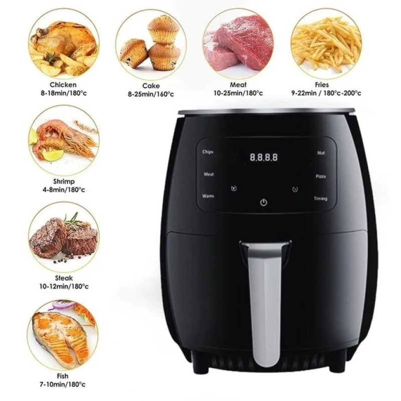 Электрическая аэрофритюрница безмасляная мультипечь с LCD дисплеем Zepline ZP-085 6л 3000 Вт Black