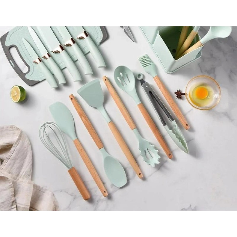 Набір кухонного приладдя Zepline з 19 предметів на підставці ZP-107 Turquoise
