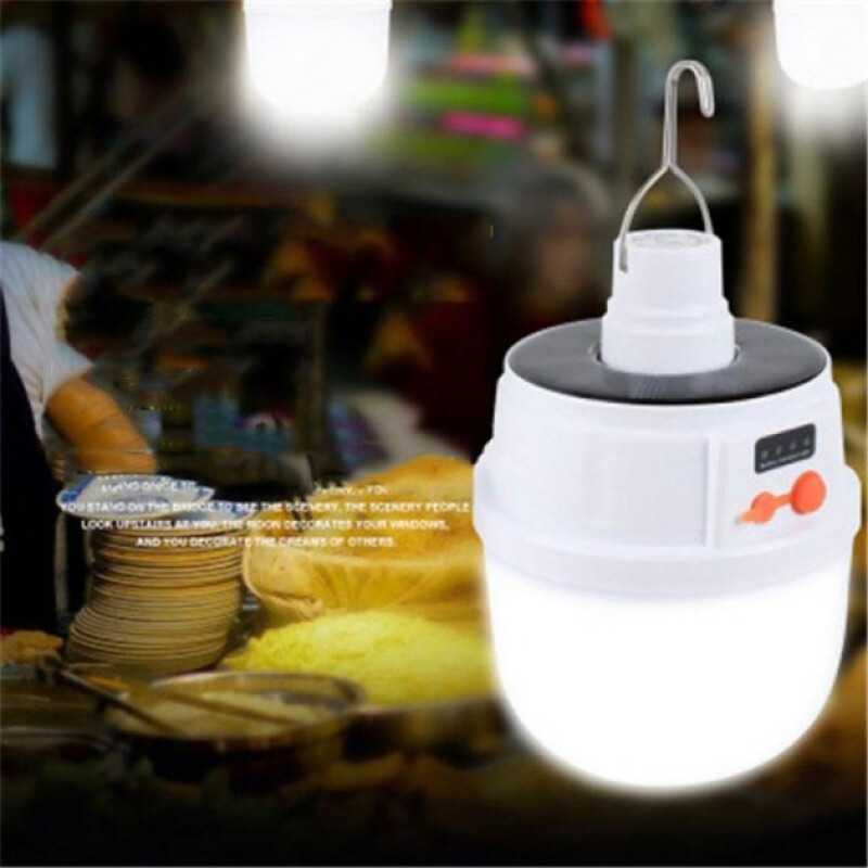 Кемпінгова LED лампа 5 режимів до 8 годин акумуляторний переносний ліхтар з сонячною панеллю  X-Balog BL-2025 White