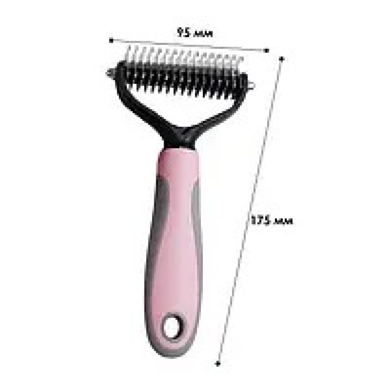 Колтуноріз із широким зубом для котів та собак з нержавіючої сталі та пластику з робочою частиною 95мм Taotaopets 097718 Pink