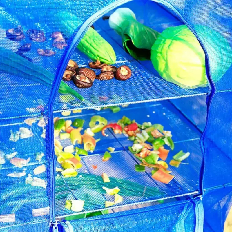 Домашня сушарка для риби 50х50х100см сітка для сушіння 5 ярусів овочів грибів фруктів п'ятиярусна для дому Blue