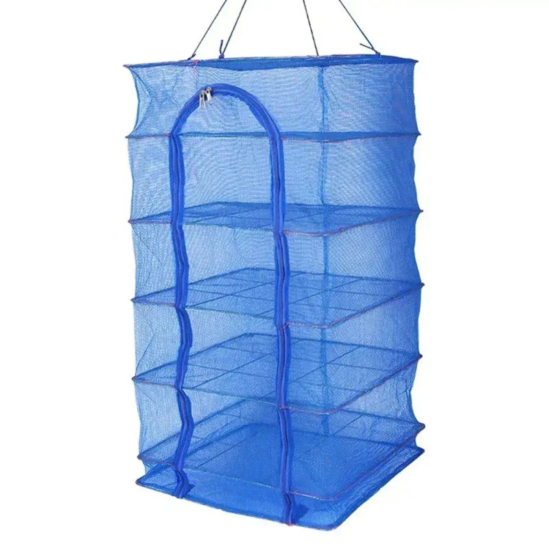 Домашня сушарка для риби 50х50х100см сітка для сушіння 5 ярусів овочів грибів фруктів п'ятиярусна для дому Blue