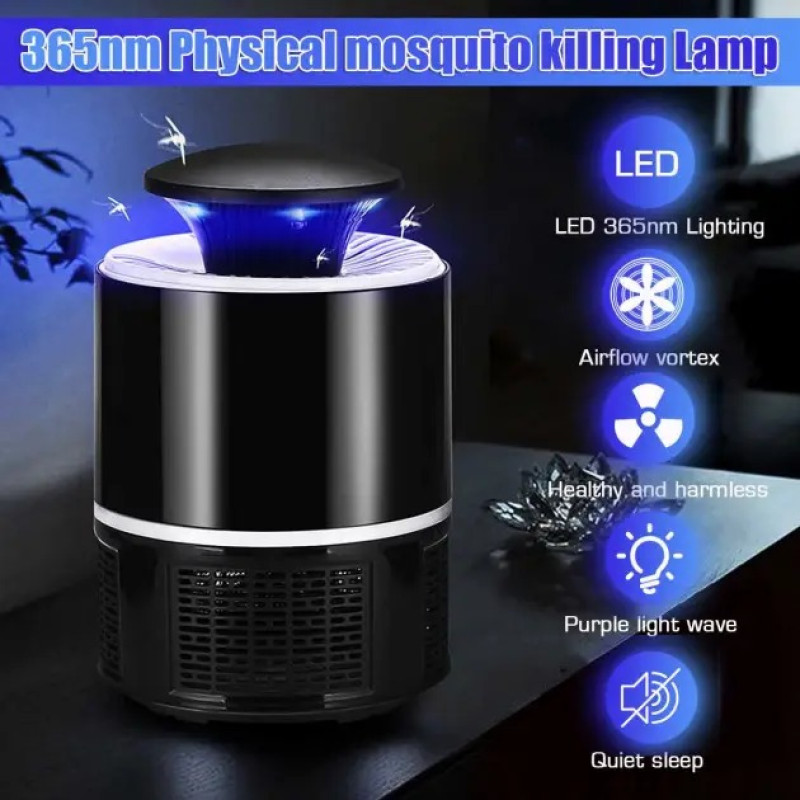 Електрична лампа пастка від комах Mosquito Killer Lamp знищувач комарів (N1254) Black