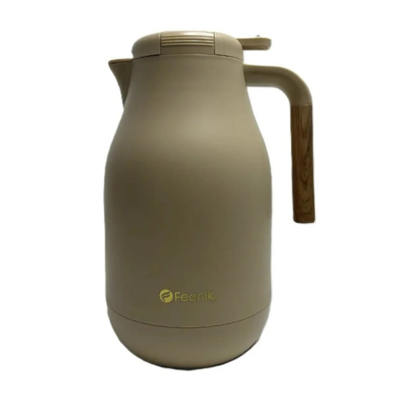 Термос глечик Feenik на 2 л термочайник із харчового пластику скляна колба KD-200G Beige