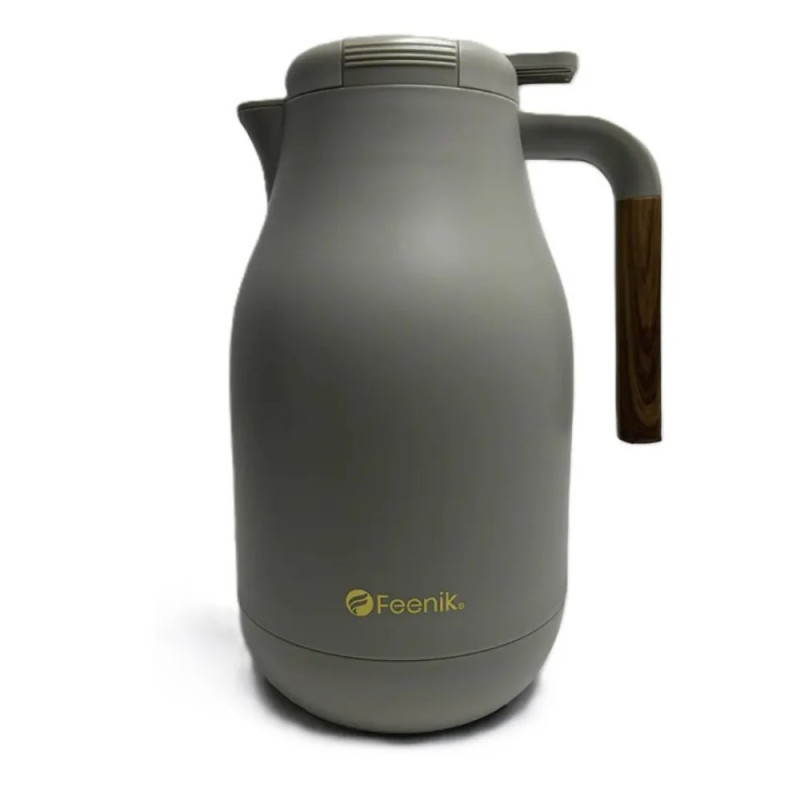 Термос глечик Feenik на 2 л термочайник із харчового пластику скляна колба KD-200G Gray
