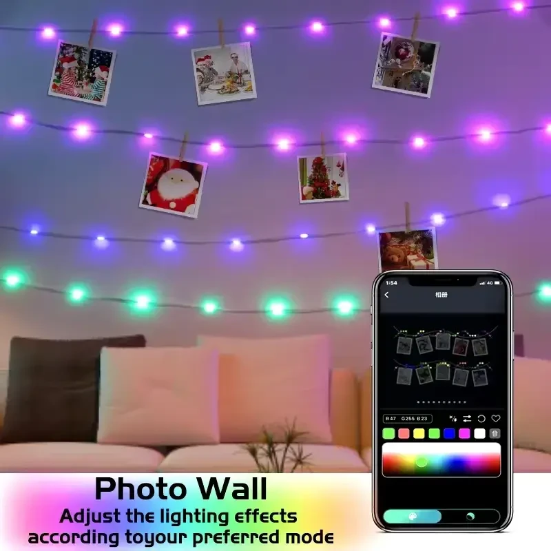 Світлодіодна розумна гірлянда музична 10м 100 Led Bluetooth+USB з пультом Крапля роси SFK-04 RGB