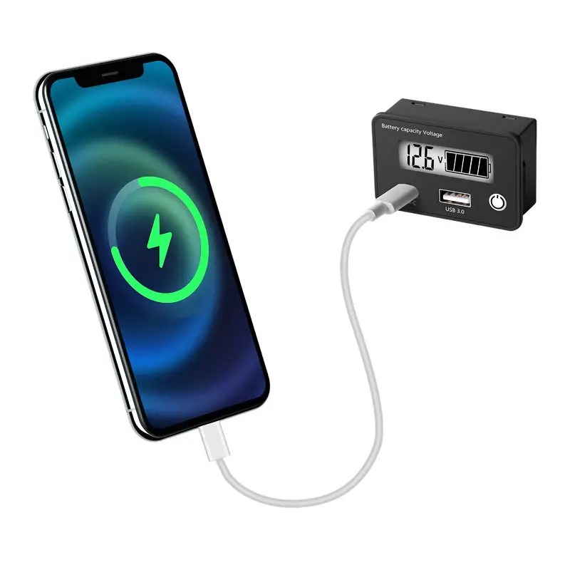 Вольтметр DC цифровий з LCD дисплеєм для вимірювання напруги 8-30В Lesko 6140 Black