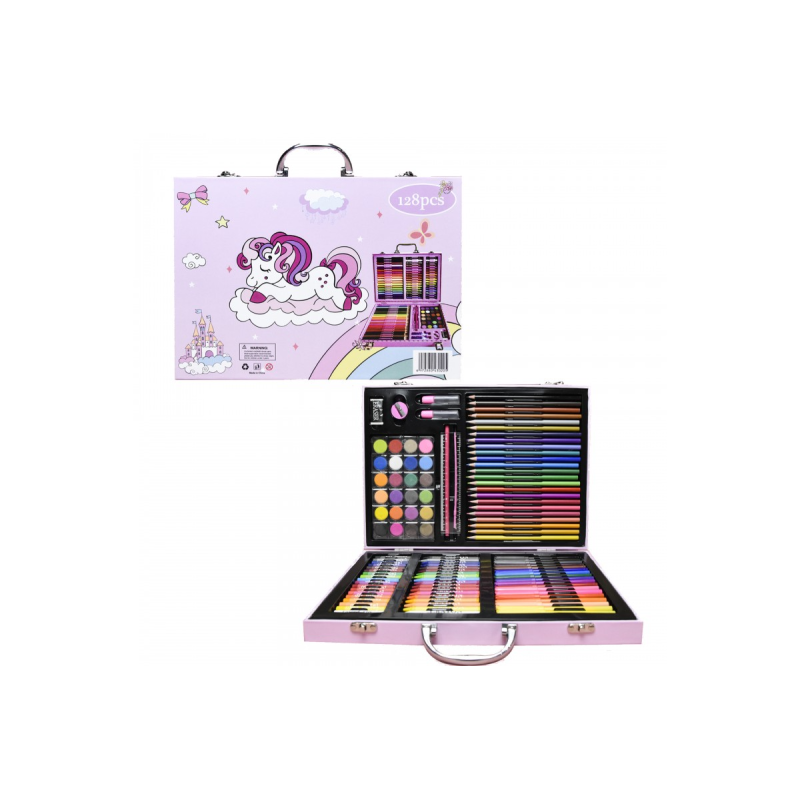 Набор для творчества и рисования в чемоданчике Единорог Розовый 128 предметов