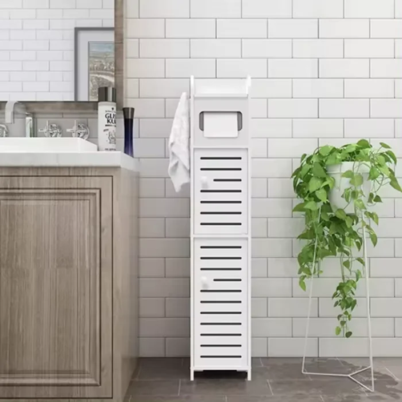 Вузька шафа для ванної кімнати та туалету 80*15*15см, тримач туалетного паперу підлоговий PK-01 White