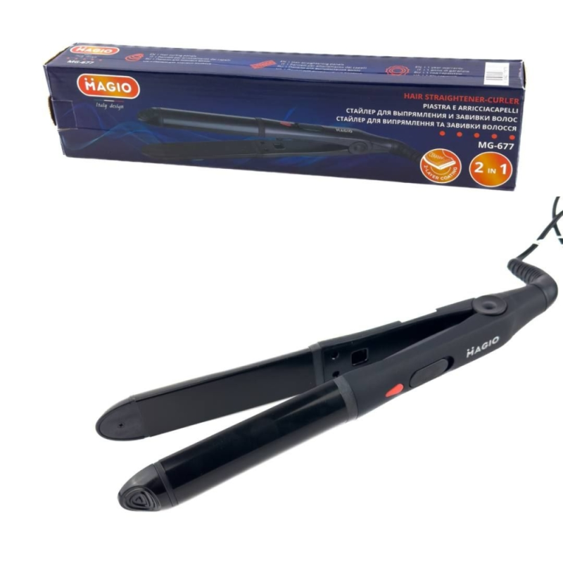Вирівнювач для волосся плойка 2в1 55 Вт керамічні пластини Magio МG-677 Black