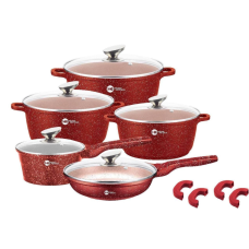 Набір посуду Higher Kitchen 14 предметів з антипригарним покриттям (HK-305) набір каструль Red
