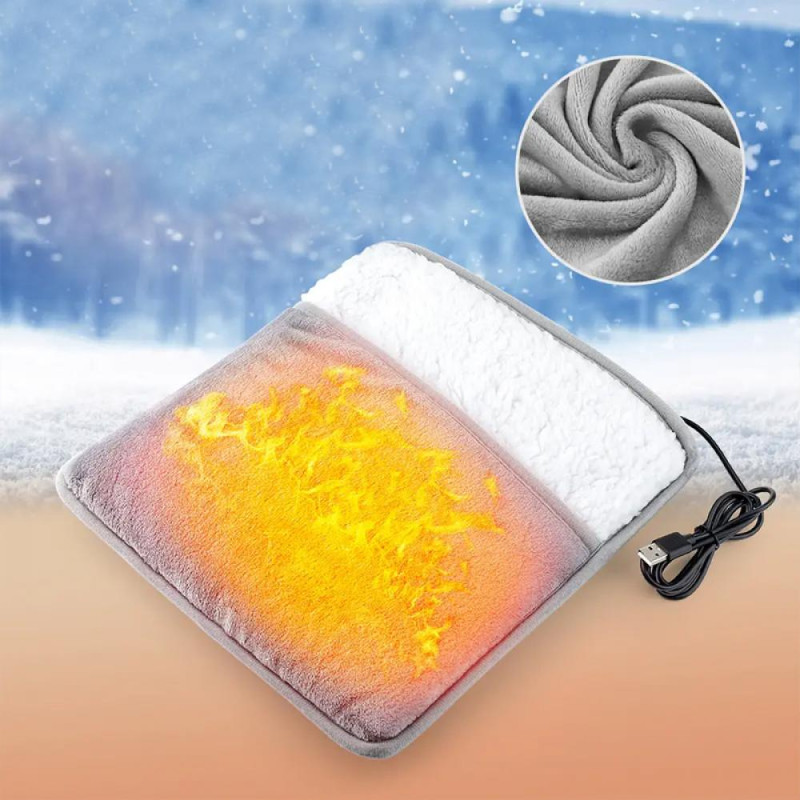 Грілка для ніг з електричним USB підігрівом фланелева 40-50 град Lesko 29875 Gray