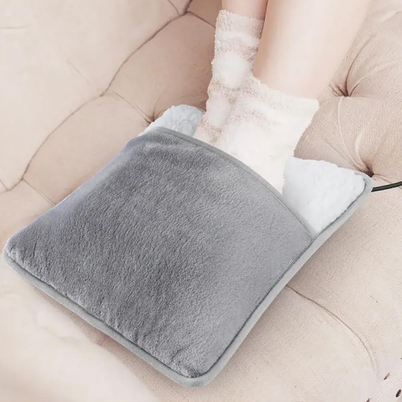 Грілка для ніг з електричним USB підігрівом фланелева 40-50 град Lesko 29875 Gray