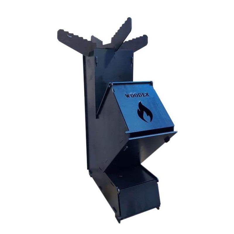 Турбо піч твердопаливна Agros WOODEX-XL 470*150*360 Чорний