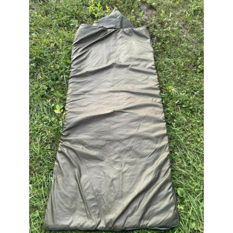 Спальний мішок-ковдра зимовий до - 15° з капюшоном (Олива) водовідштовхуючий