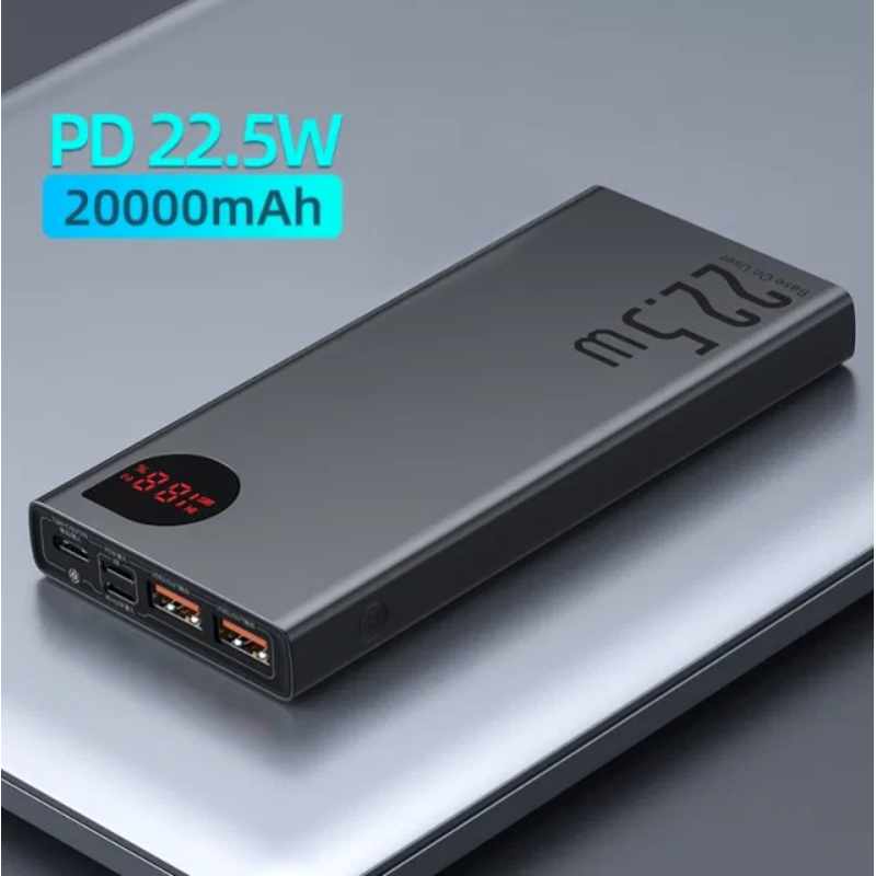 Зовнішній акумулятор із швидкою зарядкою Baseus Adaman 20000 mAh 22,5W з цифровим дисплеєм Power Bank